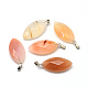 Faceted Horse Eye Natural Carnelian Pendants with Platinum Tone Brass Findings G-R316-02-1