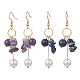2 пара серег-подвесок с натуральным аметистом и лазуритом EJEW-JE06829-2