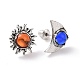 Boucles d'oreilles asymétriques soleil et lune en perles de résine EJEW-B015-01-1