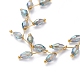Colliers en perles de verre ovales à facettes galvanisées NJEW-JN02625-3