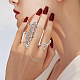 ANATTASOUL 2Pcs 2 Colors Crystal Rhinestone Flower Full Finger Ring Hand Chain RJEW-AN0001-03-4