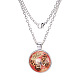 Butterfly with Believe Pattern Flat Round Glass Pendant Necklaces X-NJEW-N0051-008A-02-1
