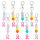 PH PandaHall 8pcs Pink Ribbon Awareness Keychains Silicone Bead Keychain Lanyards Bag Pendant Ribbon Breast Cancer Awareness Ribbon Key Chain Gift for Mom HJEW-PH0001-52-1