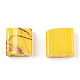 2ホールガラスシードビーズ  アンティークスタイル  長方形  ゴールド  5x4.5~5.5x2~2.5mm  穴：0.5~0.8mm SEED-S023-26C-02-2