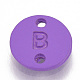 スプレー塗装された環境に優しい合金リンク  アルファベット付きのフラットラウンド  ニッケルフリー  暗紫色  文字.b  10x1.5mm  穴：1.5mm PALLOY-T039-17A-B-NF-1