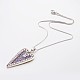 Heart Antique Silver Plated Alloy Glass Caviar Nail Beads Pendant Necklaces NJEW-JN01313-1