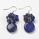 Lapis Lazuli Perlen wickeln Armbänder und Ohrringe Schmuck Sets SJEW-JS00905-03-5
