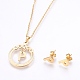 304 Stainless Steel Rhinestone Pendant Necklaces and Stud Earrings Jewelry Sets SJEW-L194-01P-1
