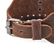 フルグレインレザーコードブレスレット  合金リンクと時計バンドの留め金付き  オオカミの頭を持つ長方形  赤銅鉱  10-3/4インチ（27.3cm）  39x8mm BJEW-G620-B03-3