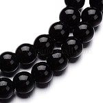 Cuentas redondas de vidrio, negro, 10mm, agujero: 1 mm, aproximamente 32 pcs / cadena, 11 pulgada