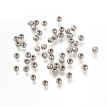 Perles d'espacement en acier inoxydable chirurgical rond 316, couleur inoxydable, 3mm, Trou: 1mm