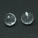 Transparent Glass Teardrop Pendants, Faceted, Clear, 23~25x21mm, Hole: 2mm