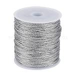 1mm Jewelry Braided Thread Metallic Threads, Polyester Threads, Silver, 1mm, about 109.36 yards(100m)/roll