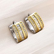 Латунные серьги-кольца из прозрачного кубического циркония EJEW-H158-18B-GP