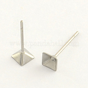 304 Stainless Steel Post Stud Earring Findings STAS-R063-46