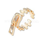 Zipper Shape Brass Cuff Ring for Women RJEW-N039-07LG