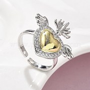 Открытое кольцо-манжета из латуни с микропаве из кубического циркония для женщин RJEW-F177-02GP-02