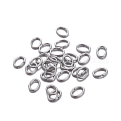 Anelli di congiunzione aperti in acciaio inossidabile 304 anti-ossidazione, ovale, colore acciaio inossidabile, 24 gauge, 3.5x2.5x0.5mm, diametro interno: 1.5x2.5mm