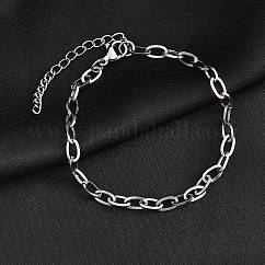 Pulsera de cadena de cable de acero inoxidable 304 que no se deslustra para hombres y mujeres., color acero inoxidable, 6-7/8 pulgada (17.4~17.5 cm)