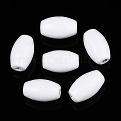 Окрашенные распылением деревянные бусины Schima, рис, белые, 9.5~10x6~6.5 мм, отверстие : 1.8~2 мм