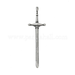Pendenti grandi in acciaio inossidabile 304, fascino della spada, argento antico, 69.5x19.5x5mm, Foro: 5x2.5 mm