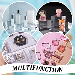 Квадратные прозрачные акриловые пьедесталы для ювелирных изделий ODIS-WH0001-47A