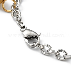 Bracciale con ciondolo a forma di sfera rotonda in zirconia cubica trasparente con catene in acciaio inossidabile 304 per donna&nbsp;BJEW-E108-11G