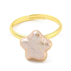 Регулируемое кольцо со звездой из натурального жемчуга RJEW-H220-18G