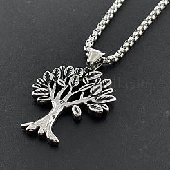Винтажный панк-стиль яблоня дерево желаний хип-хоп кулон ожерелья из нержавеющей стали MB7398