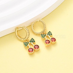 Латунные микро проложить серьги обруча кубического циркония EJEW-D322-11G-01