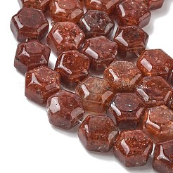Stränge aus natürlichen goldfleckigen Erdbeerquarzperlen&nbsp;G-G463-A04-10x11mm