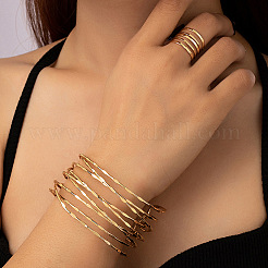 Наборы из многослойных браслетов-манжет и колец-манжет из сплава FS-WGC09BD-01