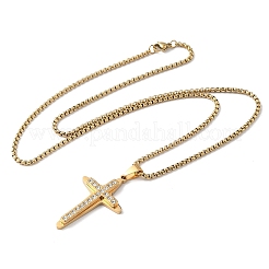 201 кулон-крест из нержавеющей стали с кристаллами и стразами&nbsp;LS-NJEW-H065-11G