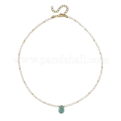 Collares con colgantes facetados en forma de lágrima de amazonita natural&nbsp;NJEW-JN06432