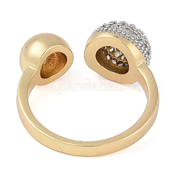 Круглое латунное кольцо-манжета с микропаве из прозрачного кубического циркония для женщин RJEW-Q819-11G