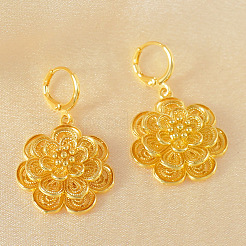 Комплекты из цветочных латунных серег-колец и ожерелий с подвесками для женщин&nbsp;FS-WGAB7C5-01