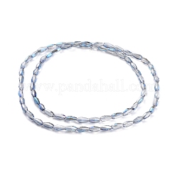 電気メッキガラスビーズ連売り  フル虹メッキ  米の形状  コーンフラワーブルー  8.5x4mm  穴：1mm  約72個/連  24.57''（62.4センチメートル）&nbsp;EGLA-H100-FR04