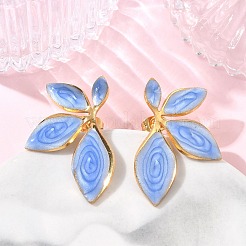 Pendientes de botón de acero inoxidable 304 esmaltados con forma de hoja&nbsp;SA-CBA46AF-24G