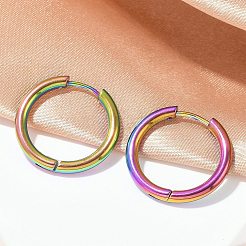 Boucles d'oreilles créoles en acier inoxydable 202&nbsp;EJEW-F111A-20mm-RC