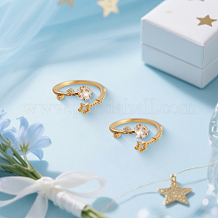 4 шт. 2-цветные кольца-манжеты из сплава с микропаве из прозрачного кубического циркония для женщин&nbsp;RJEW-GO0001-10