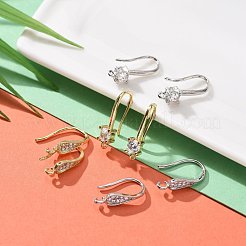 4 пара 2 крючка для серег из латуни с микропаве ZIRC-ZZ0001-03