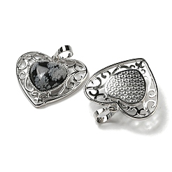 Подвески в форме сердца из натурального снежинки с обсидианом и персиком G-G158-01G