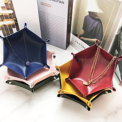 4 шт. двухцветный лоток для хранения из искусственной кожи с кнопкой AJEW-WR0001-79