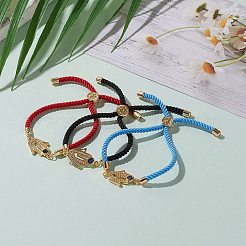 Регулируемые нейлоновые браслеты-слайдеры с витым шнуром BJEW-JB05858