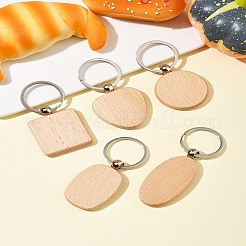 6шт брелок из натурального дерева 6 стиля HJEW-FS0001-03
