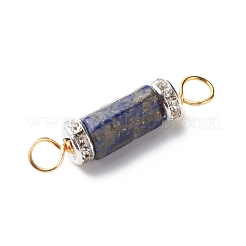 天然混合宝石コネクタ チャーム  真鍮のラインストーンビーズと金色の銅線  ファセット列  27x7x7mm  穴：3.5mm&nbsp;PALLOY-JF01885