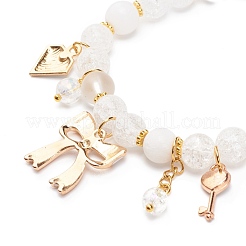 Pulsera elástica con cuentas de jade amarillo natural y cuarzo craquelado sintético&nbsp;BJEW-JB08527-03