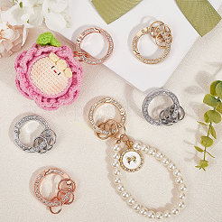 6 Stück 3 Farben Legierung Kristall Strass Feder Tor Ringe&nbsp;FIND-GF0007-96