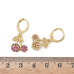 Серьги-подвески в форме вишни с микропаве из латуни и кубическими цирконами&nbsp;EJEW-L305-02G