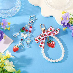 2 шт. клубничный искусственный жемчуг и акриловые подвесные украшения&nbsp;HJEW-TA0001-38